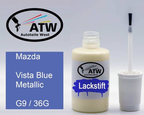 Mazda, Vista Blue Metallic, G9 / 36G: 20ml Lackstift, von ATW Autoteile West.